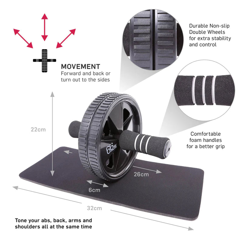 66fit - Ab Roller Wheel With Knee Pad