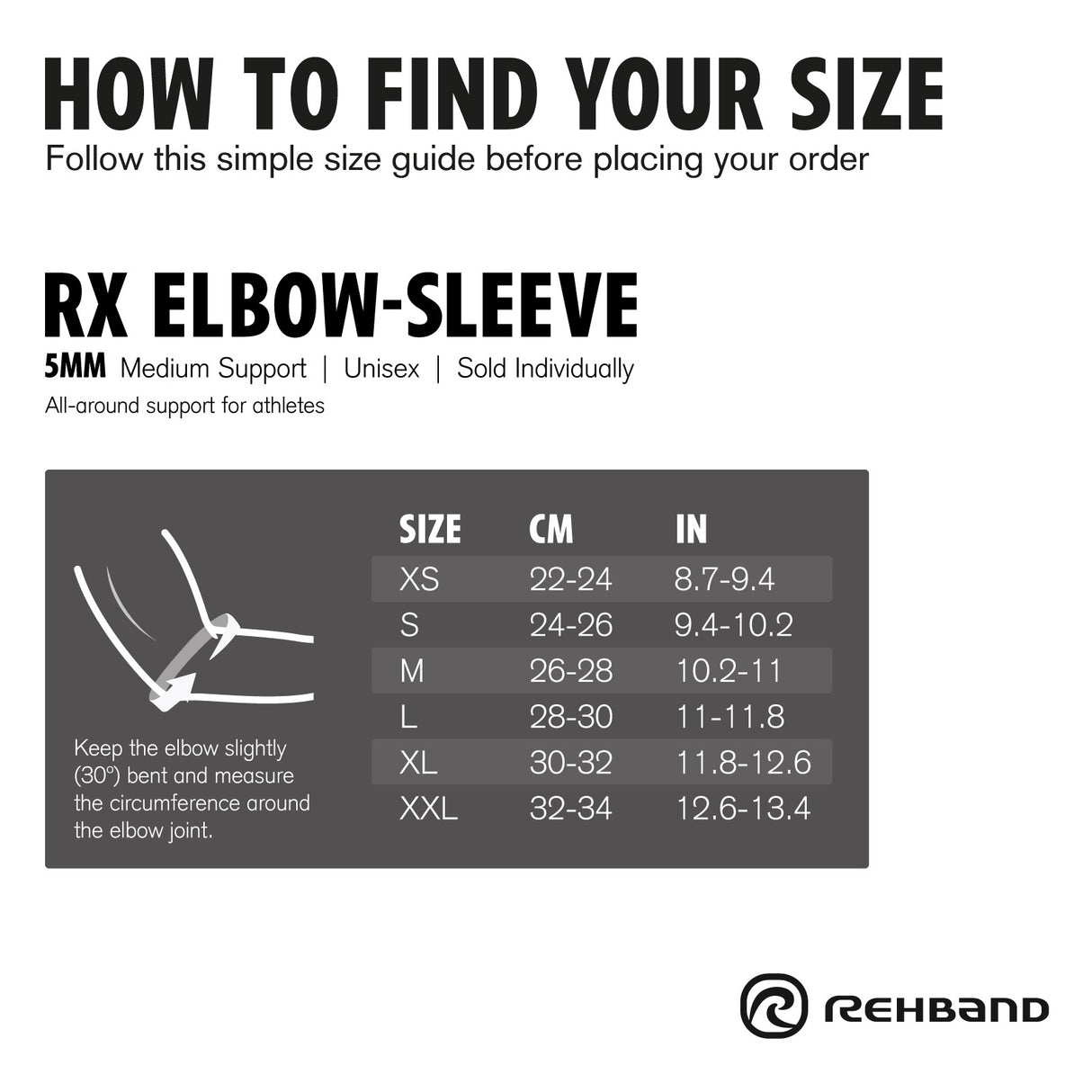 Rehband - RX Elbow-Sleeve 5mm (SOLD INDIVIDUALLY)