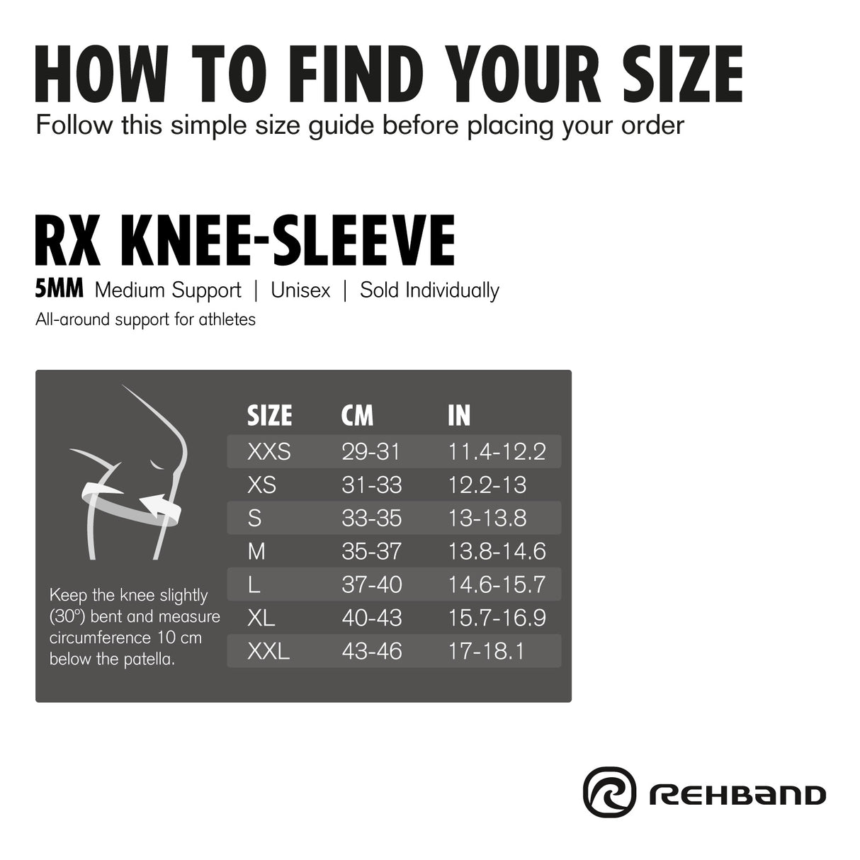 Rehband - RX Knee-Sleeve 7mm (SOLD INDIVIDUALLY)