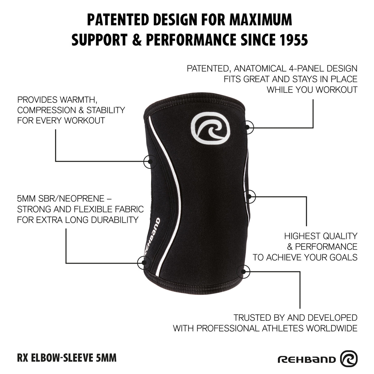 Rehband - RX Elbow-Sleeve 5mm (SOLD INDIVIDUALLY)