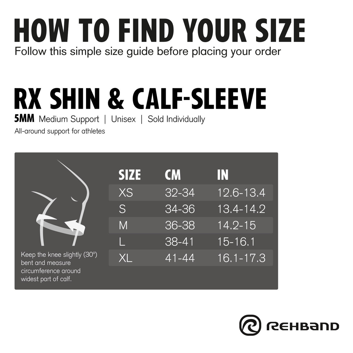 Rehband - RX Shin & Calf-Sleeve 5mm (SOLD INDIVIDUALLY)